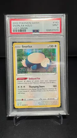 PSA 9 - Pokemon TCG Snorlax Sword & Shield - Lost Origin 143/196 Holo Holo Rare - Image 1