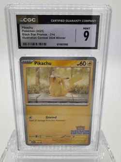 Pokemon CGC 9 Pikachu Black Star Promo 2024 Illustration Contest Winner!! - Image 1