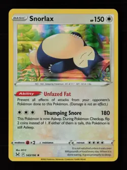 Snorlax 143/196 Holo Rare Lost Origin Pokemon Cards - Image 1