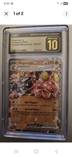 Magcargo Ex Twilight Masquerade 029/167 CGC Pristine 10 - Image 1