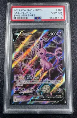 Pokemon Espeon V Alternate Full Art Ultra Rare 180/203 PSA 10 GEM MINT Evolving - Image 1