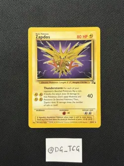 Pokemon WOTC Fossil Set - Zapdos - 30/62 - Unlimited Ed - Non Holo RARE - NM/VLP - Image 1