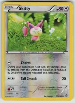 Skitty 113/160 Common Primal Clash Pokemon Reverse Holo Lightly Played - Image 1