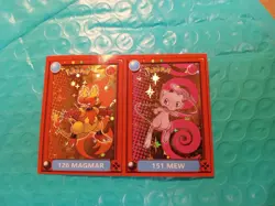Mew/Magmar Pokemon Pokedex Stickers #151/126 Gold Foil - Image 2