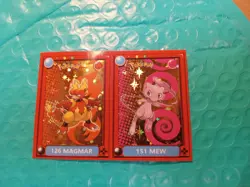 Mew/Magmar Pokemon Pokedex Stickers #151/126 Gold Foil - Image 3