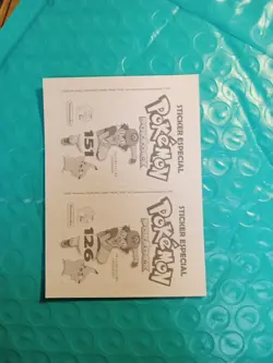 Mew/Magmar Pokemon Pokedex Stickers #151/126 Gold Foil - Image 5
