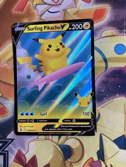 Pokemon Celebrations: Surfing Pikachu V 008/025 - NM Print Shift Error - Image 2