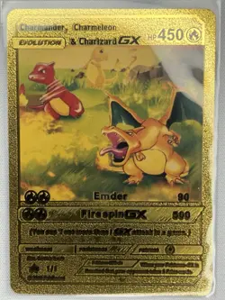 Pokemon Charmander Charmeleon & Charizard GX Full Art Gold Foil 450 HP EN - Image 1