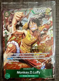 Monkey.D.Luffy P-135 Winner Stamp OP16 Pre-Release Event Promo Card Sealed - Image 1
