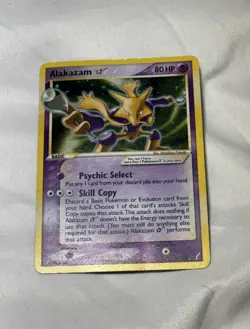Alakazam Gold Star Holo Pokemon Card 99/100 Crystal Guardians Series (Damaged) - Image 1