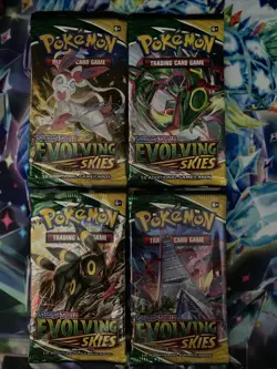 Pokemon Sword And Shield Evolving Skies Empty Pack Art Set Of 4 (NO CARDS) - Image 1