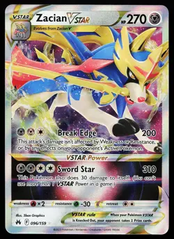 Zacian VSTAR 096/159 Holo Crown Zenith Pokemon Card - Image 1