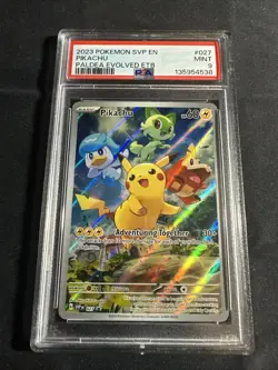 2023 POKEMON SVP EN-SV PALDEA EVOLVED ETB PROMO #027 PIKACHU PSA 9 - Image 1