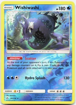 WISHIWASHI 62/236 HOLO R COSMIC ECLIPSE POKEMON REVERSE HOLO LP - Image 1
