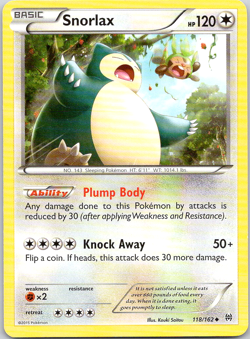 Pokemon Snorlax 118/162 BREAKthrough Uncommon Normal LP TCG - Image 1