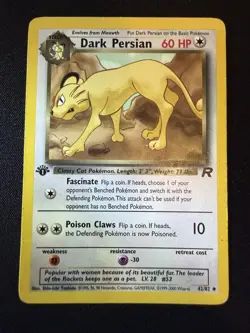 Pokemon Dark Persian 42/82 Team Rocket 1st Ed DAMAGED - Image 1