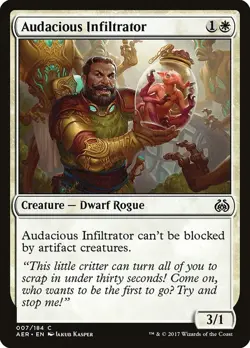 Audacious Infiltrator 7 AER MTG White 2017 Dwarf Rogue Common Kasper 2017 - Image 1