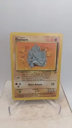 Vintage Pokemon TCG WOTC #90/130 Rhyhorn Common English Base Set 2 Card - LP - Image 1