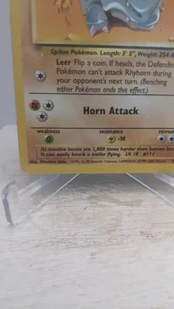 Vintage Pokemon TCG WOTC #90/130 Rhyhorn Common English Base Set 2 Card - LP - Image 2