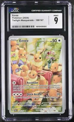 CGC 9  Eevee 2024 Twilight Masquerade 188/167 Illustration Rare Pokemon Card - Image 1