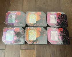 Pokemon TCG Destined Rivals Team Rocket Tins Mewtwo Nidoking Persian Lot of 6 - Image 1