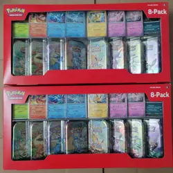 Pokemon Prismatic Evolutions 8 Mini-Tins with Promo Cards Costco 2-Pack IN HAND! - Image 1