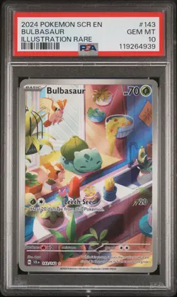 2024 POKEMON SCR EN-STELLAR CROWN ILLUSTRATION RARE #143 BULBASAUR PSA 10 - Image 1