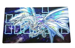 YuGiOh Playmat HOLOGRAPHIC Blue eyes white dragon TCG HOLO FOIL Card Game PAD - Image 1