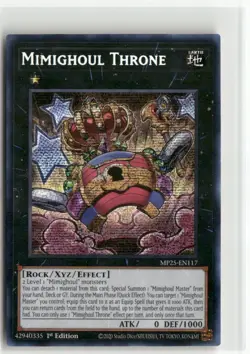 Yugioh Mimighoul Throne MP25-EN117 Prismatic Secret Rare NM 1st Ed - Image 1