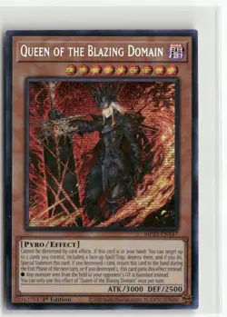 Yugioh Queen of the Blazing Domain MP25-EN147 Prismatic Secret Rare NM 1st Ed - Image 1