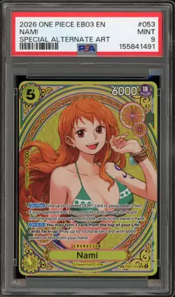 One Piece CCG Nami Special Alternate Art EB03-053 PSA 9 Mint - Image 1