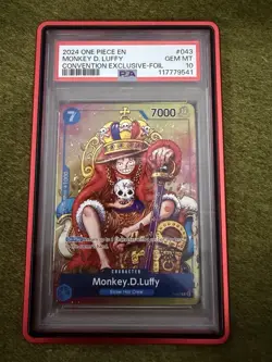 2024 ONE PIECE PROMOS CONVENTION EXCLUSIVE-FOIL #043 MONKEY D. LUFFY KING PSA 10 - Image 1