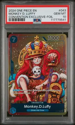 2024 ONE PIECE PROMOS CONVENTION EXCLUSIVE-FOIL #043 MONKEY D. LUFFY KING PSA 10 - Image 3