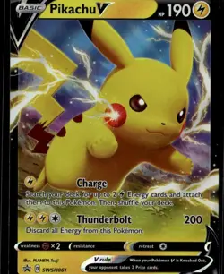 Pikachu V Promo SWSH: Sword & Shield Promo Cards SWSH061 Lightning Holo Pokemon - Image 1