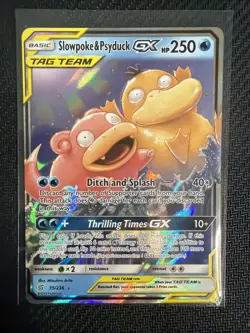 Pokemon TCG Cards Slowpoke & Psyduck GX 35/236 Unified Minds Holo Tag Team LP - Image 1