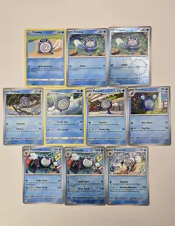 Pokemon Card Lot Of 10 Various Poliwag Poliwhirl Poliwrath Reverse Holo Rare - Image 1