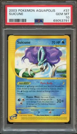 Suicune 37/147 Aquapolis Non-Holo Rare PSA 10 Gem Mint Pokemon Card - Image 1