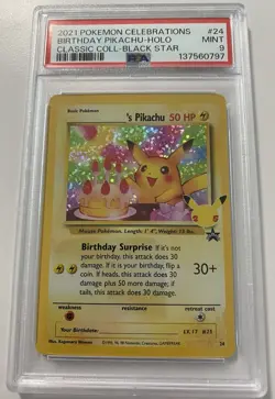 Pokemon Celebrations Classic Collection Birthday Pikachu Holo #24 PSA 9 - Image 1