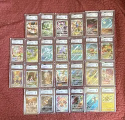 CGC Graded Japanese Pokemon Holo Art/Character Rare Full Art Lot 26 Cards - Image 1