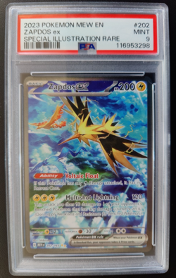 2023 Pokemon MEW EN- ZAPDOS EX #202/165 Special Illustration Rare-PSA 9 Mint! - Image 1