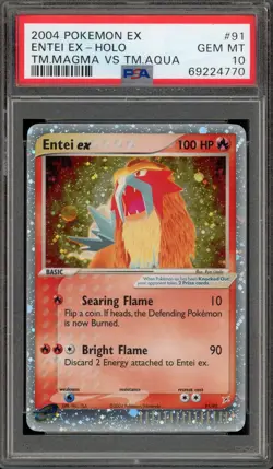 Pokemon Entei ex EX TM Magma Vs TM Aqua Holo Ultra Rare #91 PSA 10 Gem Mint - Image 1