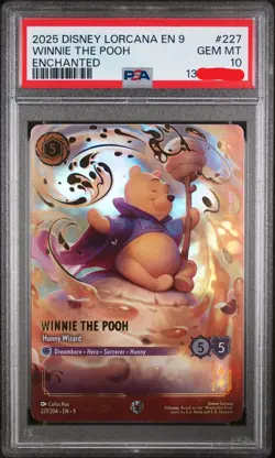 2025 DISNEY LORCANA EN 9-FABLED ENCHANTED WINNIE THE POOH HUNNY WIZARD PSA 10 - Image 1