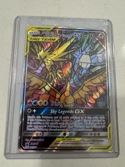 Moltres Zapdos Articuno GX Stained Glass Sealed Promo Pokemon Hidden Fates SM210 - Image 1