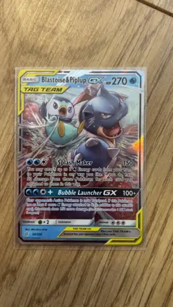 Pokemon Card - Blastoise & Piplup GX Cosmic Eclipse 38/236 Ultra Rare NM - Image 1
