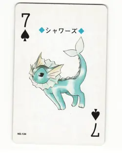 Vaporeon No. 134 7 Of Clubs 1999 Pokemon Poker Card Japanese LP - Image 1