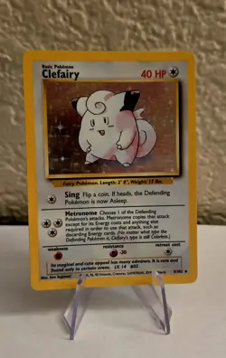 Pokemon TCG Clefairy Base Set Holo Unlimited Rare Card 5/102 - Image 1