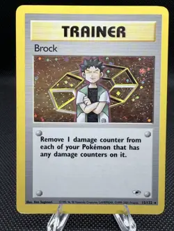 Brock 15/132 Holo – LP – Gym Heroes Trainer – Vintage WotC Pokemon Card - Image 4