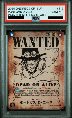 PSA 10!! Portgas D. Ace SP Wanted OP13-119 2025 ONE PIECE Card Japanese - Image 1