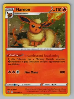 FLAREON 026__185 R VIVID VOLTAGE POKEMON NM VIV 2020 - Image 1