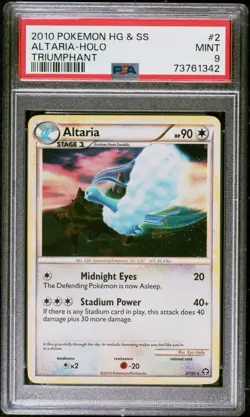 PSA 9 Altaria Holo Pokemon HGSS Triumphant 2/102 2010 - Image 1